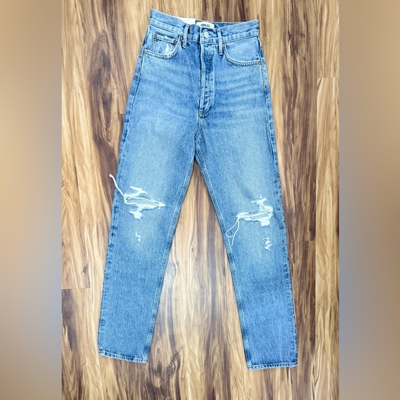 Agolde High Rise Distressed Blue Jeans - Picture 2 of 5